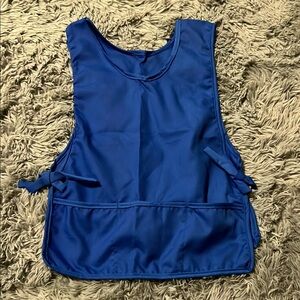 Blue Sleeveless Apron with Pockets